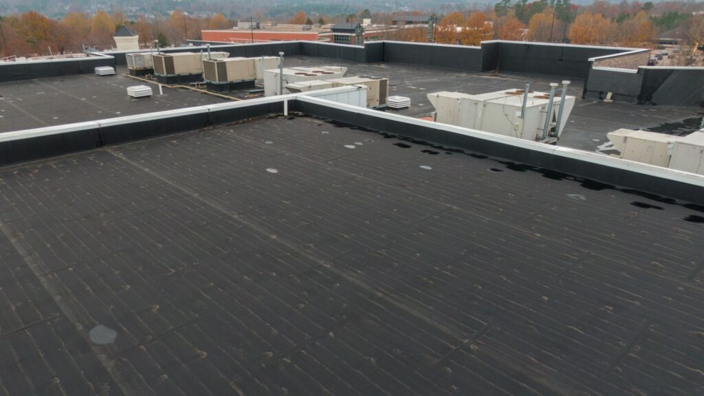 Large black commercial flat roof