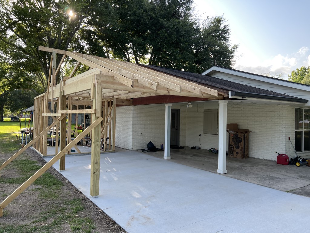 Home addition framing and patio work
